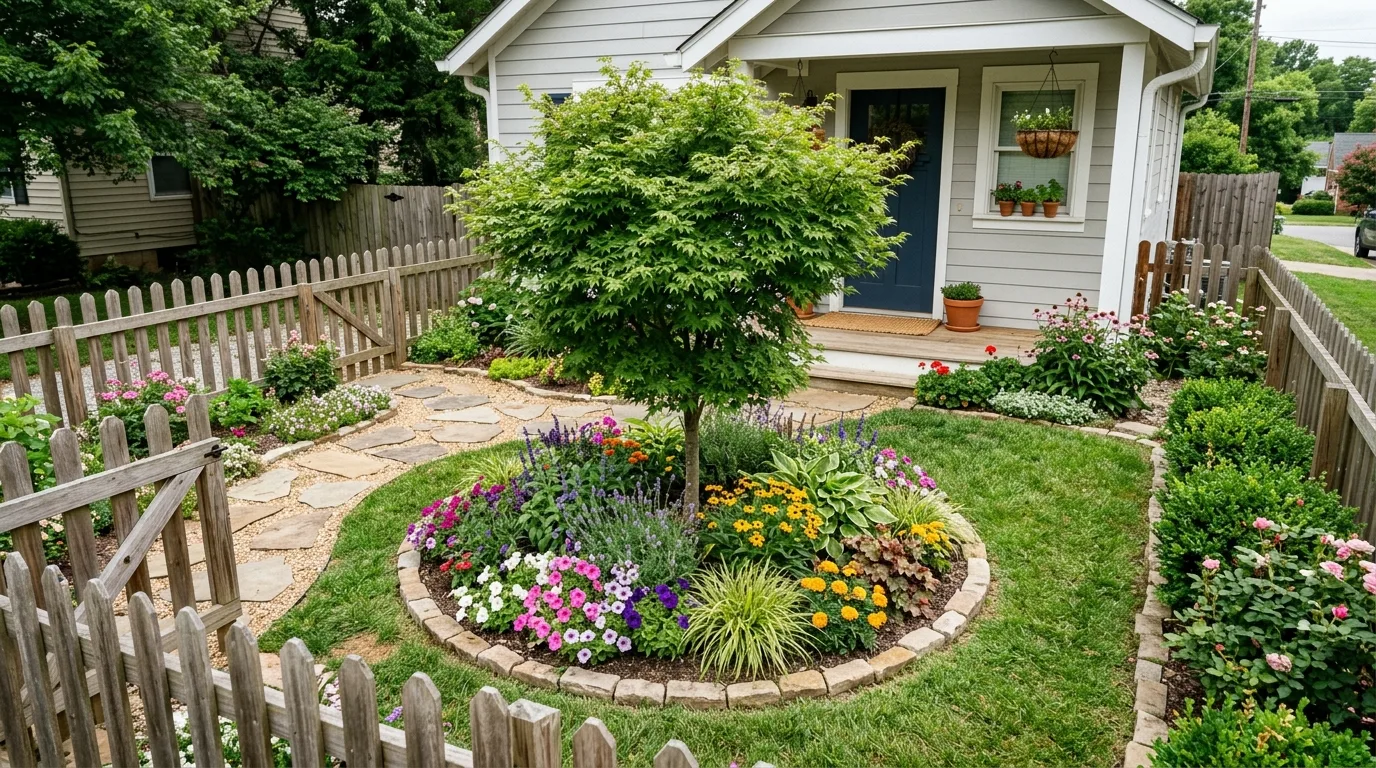 Bright Front Bed With Repeated Plants